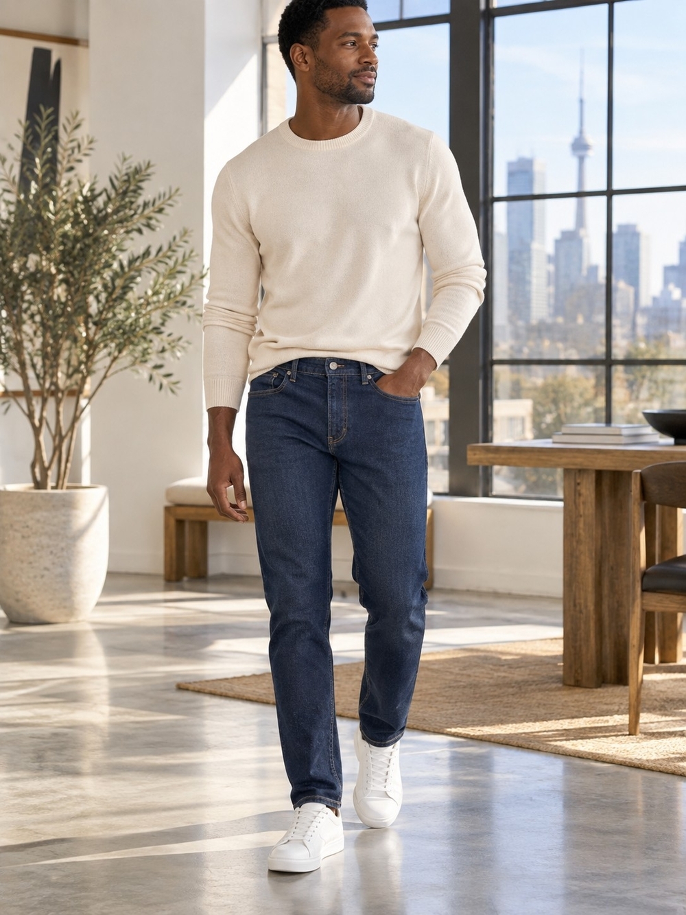 Quince Warren Stretch Slim Jeans Clean Rinse Men's 32x30 Organic Cotton